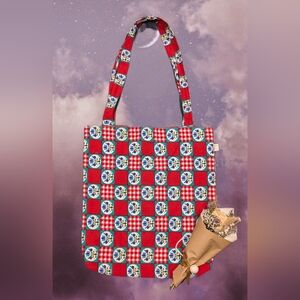 Floral Red and Blue Tote Bag